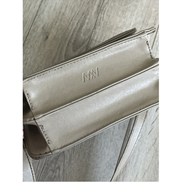 MATT & NAT Vegan Leather Crossbody Flap Over Adjustable Strap Beige Tan - Picture 5 of 8